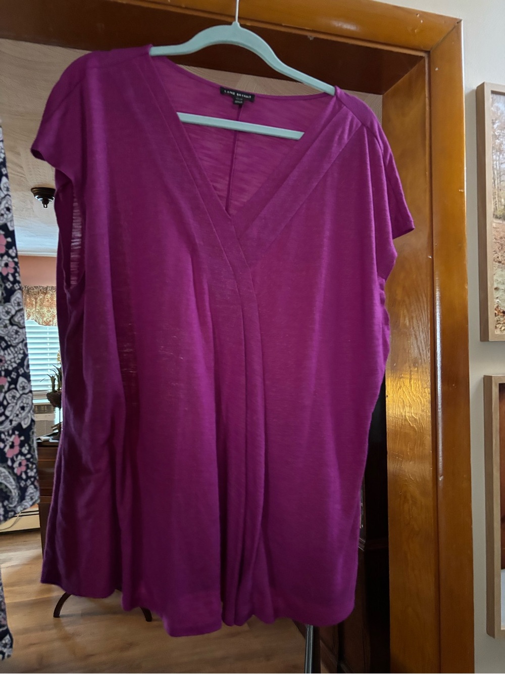 Lane Bryant V-Neck Short Sleeve Tunic in Magenta